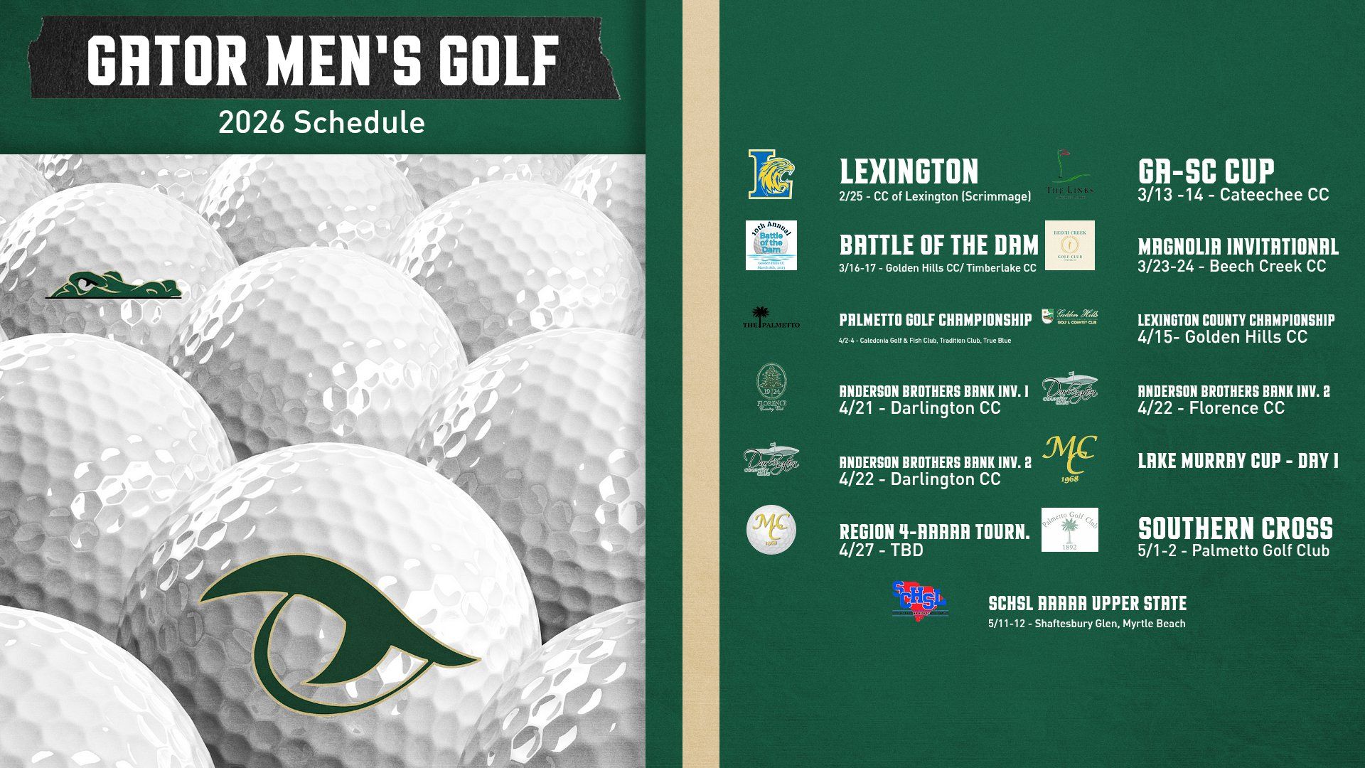 Gator Mens Golf 2026 Schedule